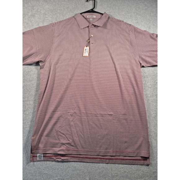 NWT Peter Millar Performance Polo Size XL Harvard University Golf Red Striped - Picture 2 of 7